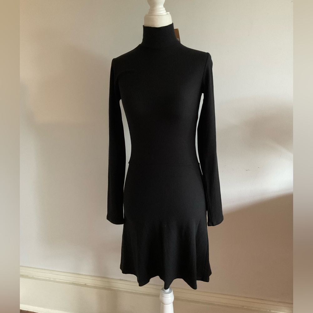 Reformation Black Ribbed Dress New XS